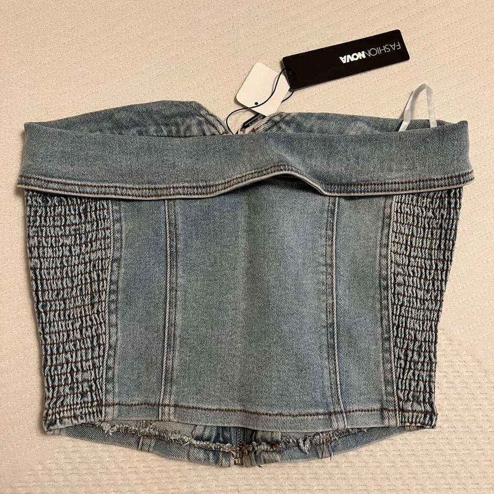 Fashion Nova Light Blue Denim Corset Jeans - Picture 2 of 2